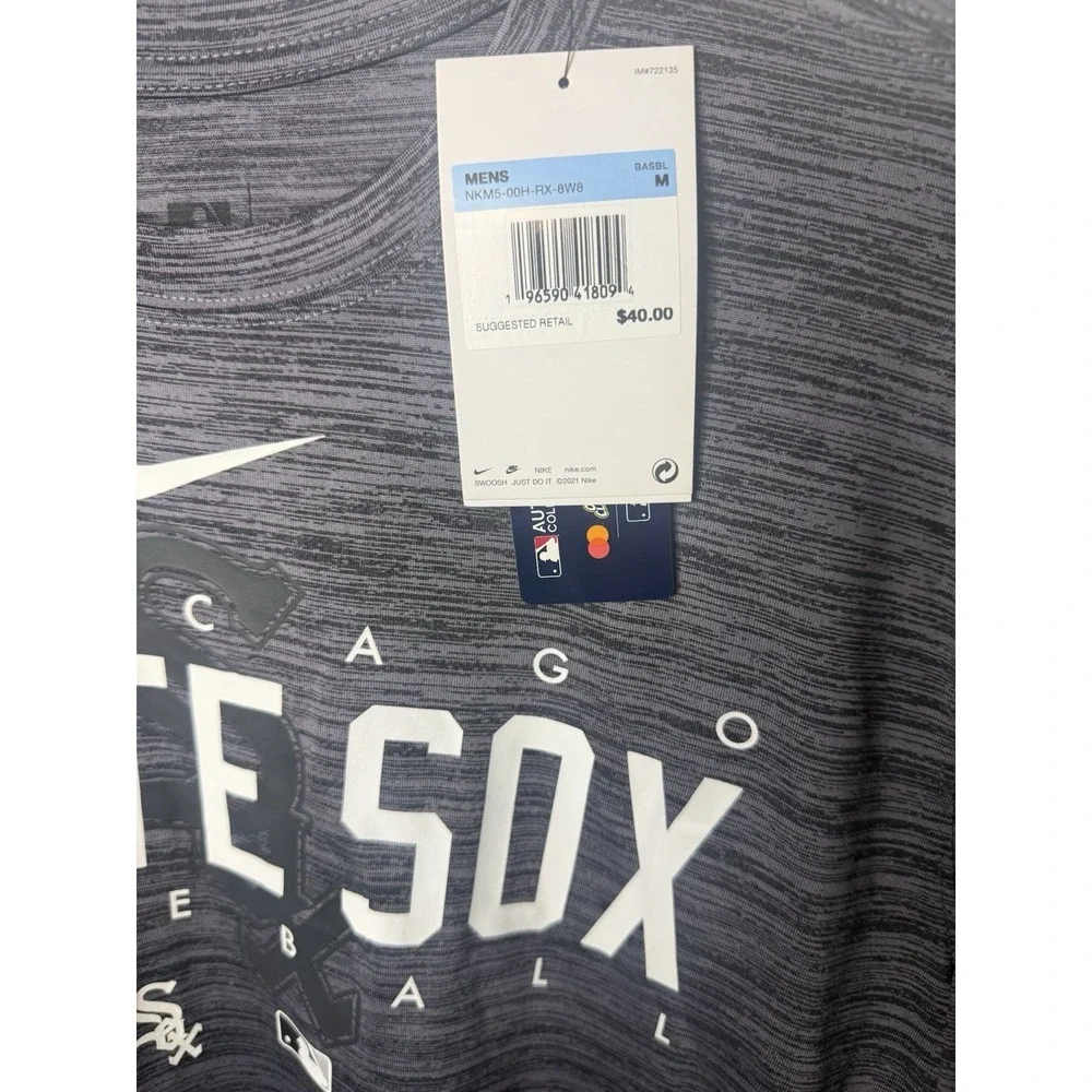 Nike Dri-FIT Mens Chicago White Sox Size M Authentic Collection MLB Gray T-Shirt